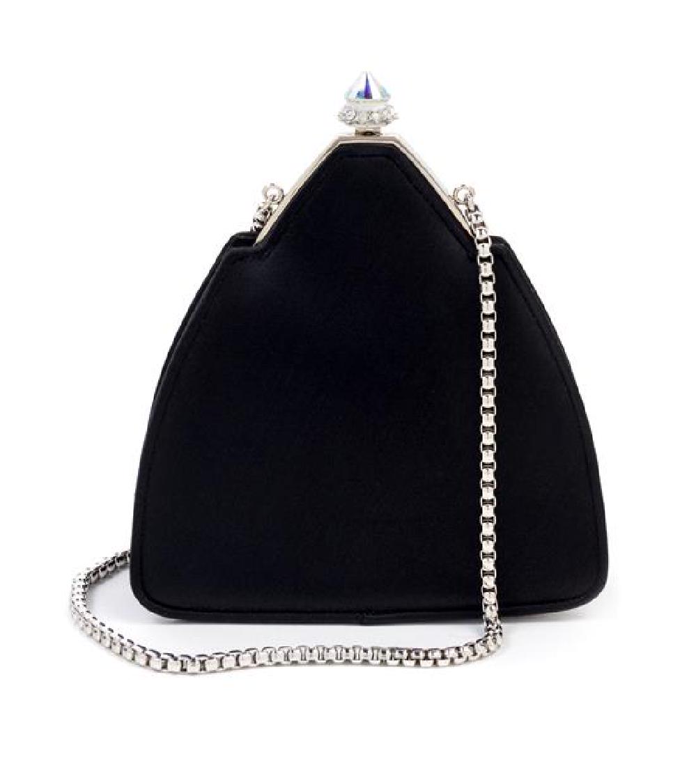 A Judith Leiber Black Satin Pyramid Handbag, 5.5" x (1 of 3)
