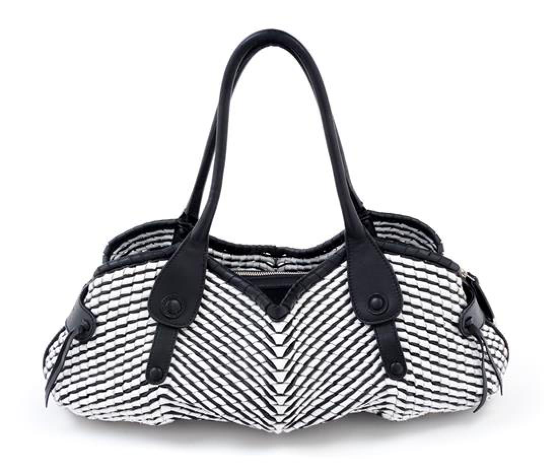 * A Salvatore Ferragamo Black and White Leather Woven (1 of 3)