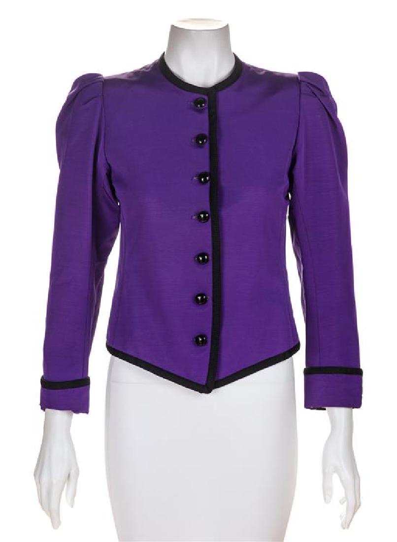 A Saint Laurent Purple Silk Jacket, Size 34. (1 of 2)