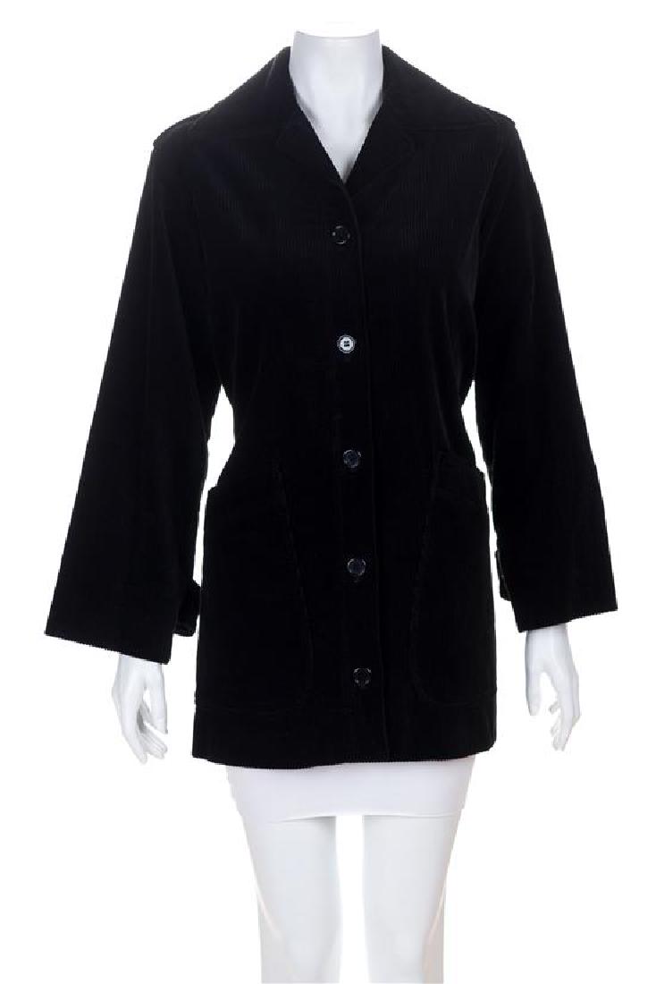 A Saint Laurent Black Corduroy Jacket, Size 40. (1 of 2)
