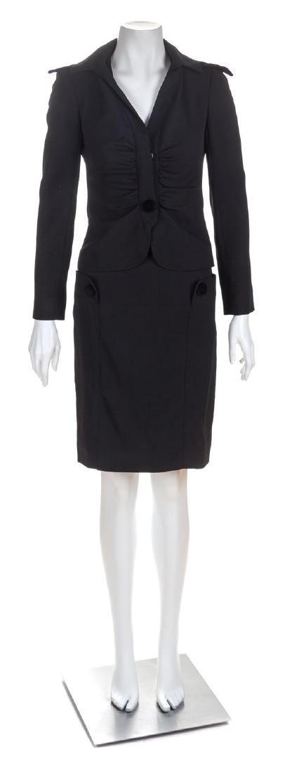 A Valentino Black Wool Skirt Suit, Size 2. (1 of 3)