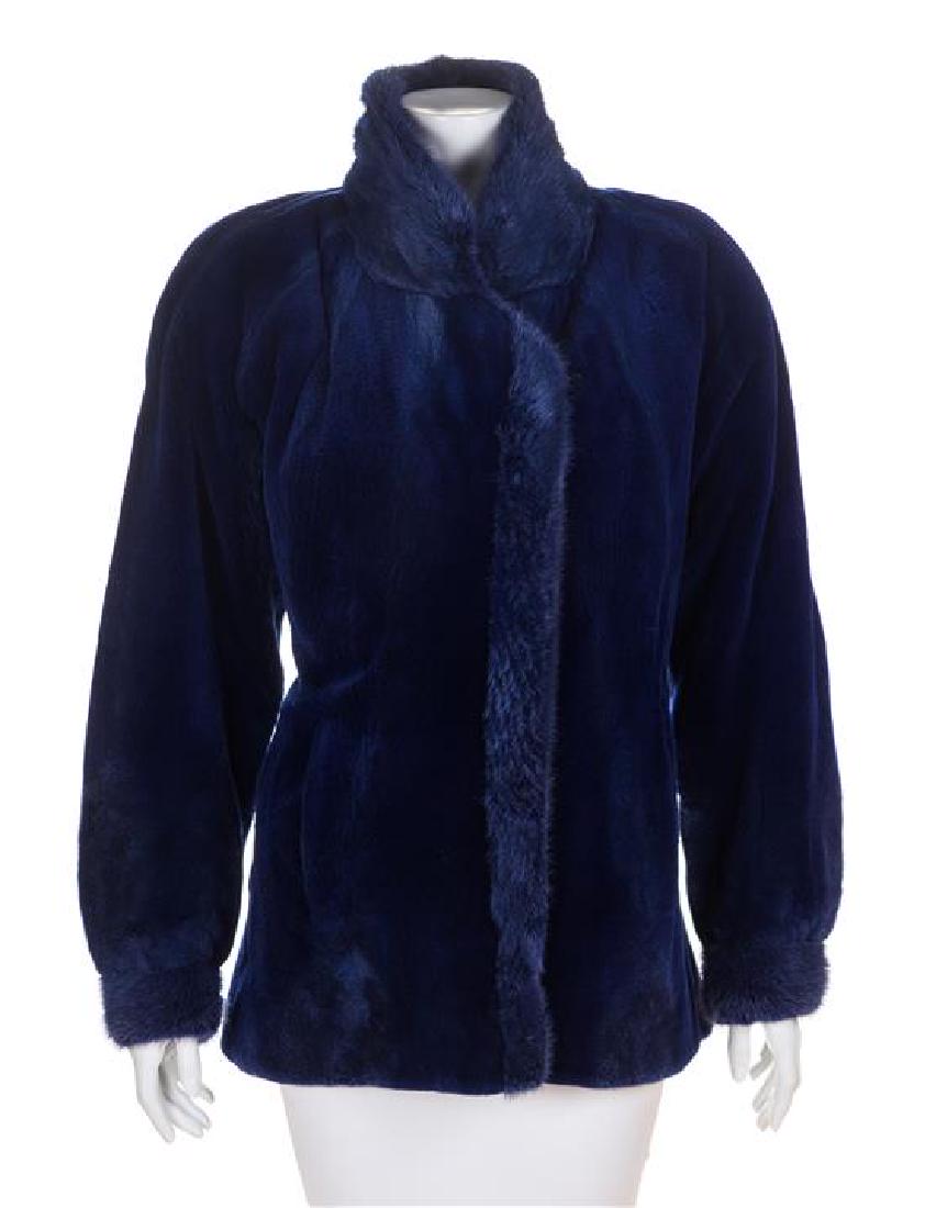 A Blue Mink Sheared Jacket, No size. (1 of 2)