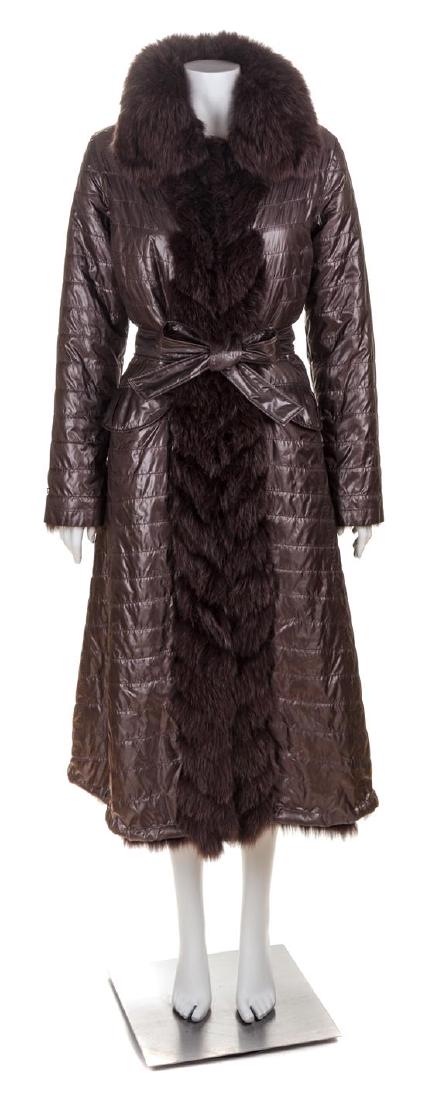 A Diego M Pewter Quilted and Fox Lined Reversible Coat, (1 of 3)