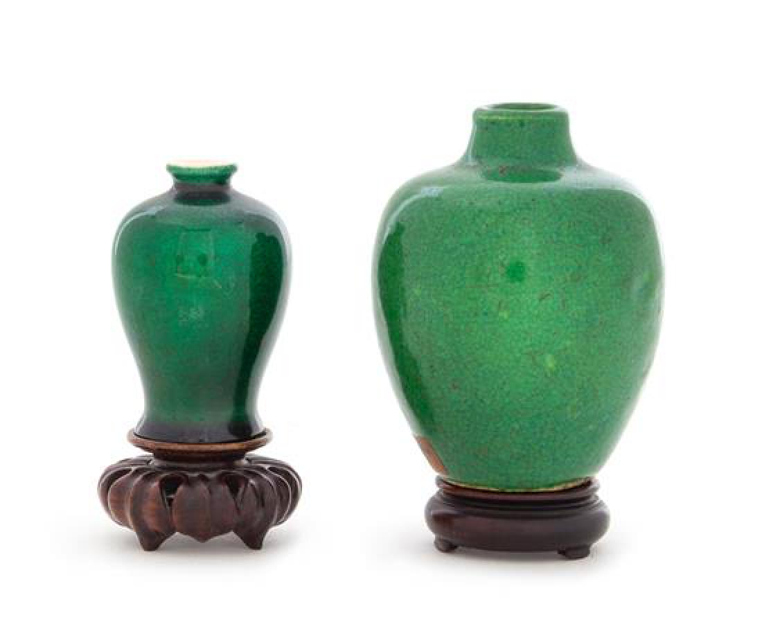 * Two Small Chinese Green Glazed Porcelain Jars Height (1 of 1)