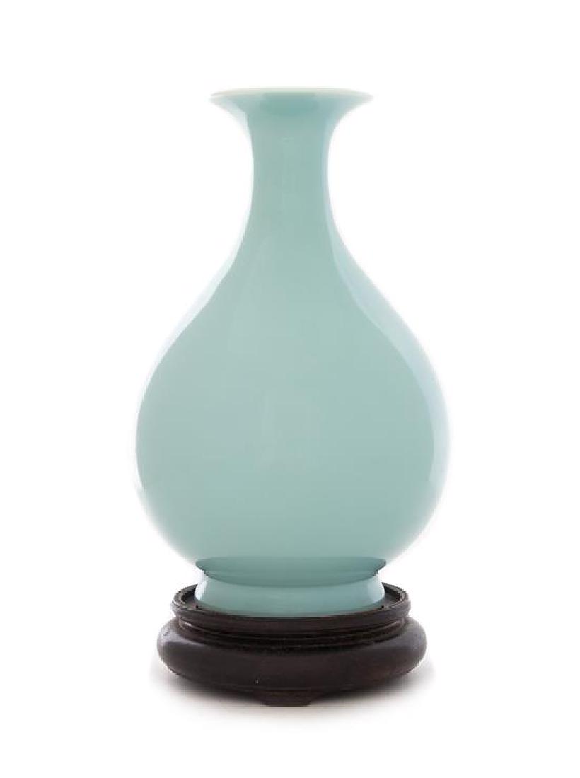 A Clair-de-Lune Glazed Porcelain Bottle Vase, (1 of 2)