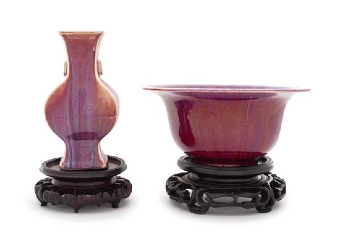 * Two Flambe Glazed Porcelain Articles Diameter of (1 of 1)