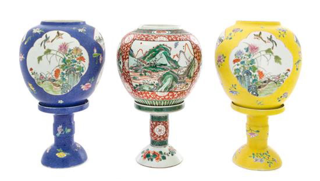 * Three Porcelain Lamps Height of tallest 12 inches. (1 of 1)