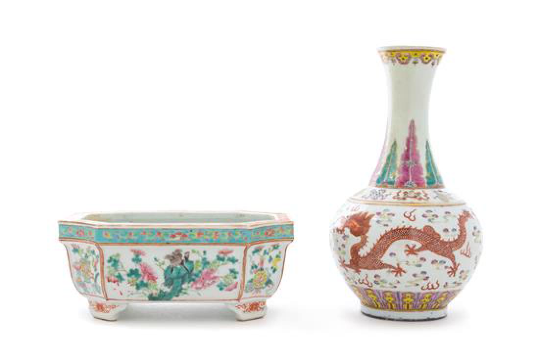 Two Famille Rose Porcelain Articles Height of taller 9 (1 of 2)