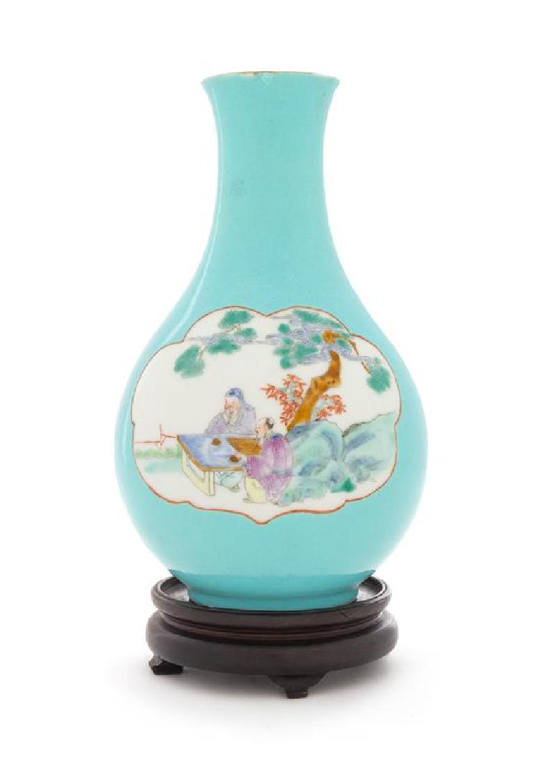 * A Famille Rose Porcelain Vase Height 7 1/2 inches. (1 of 2)