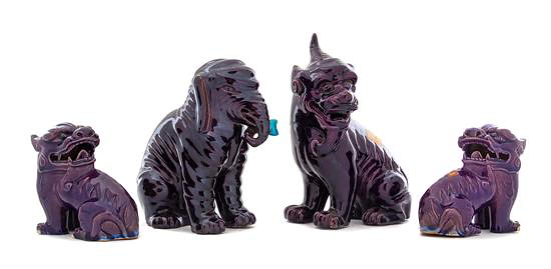* Four Aubergine Glazed Porcelain Animal Figures Height (1 of 1)