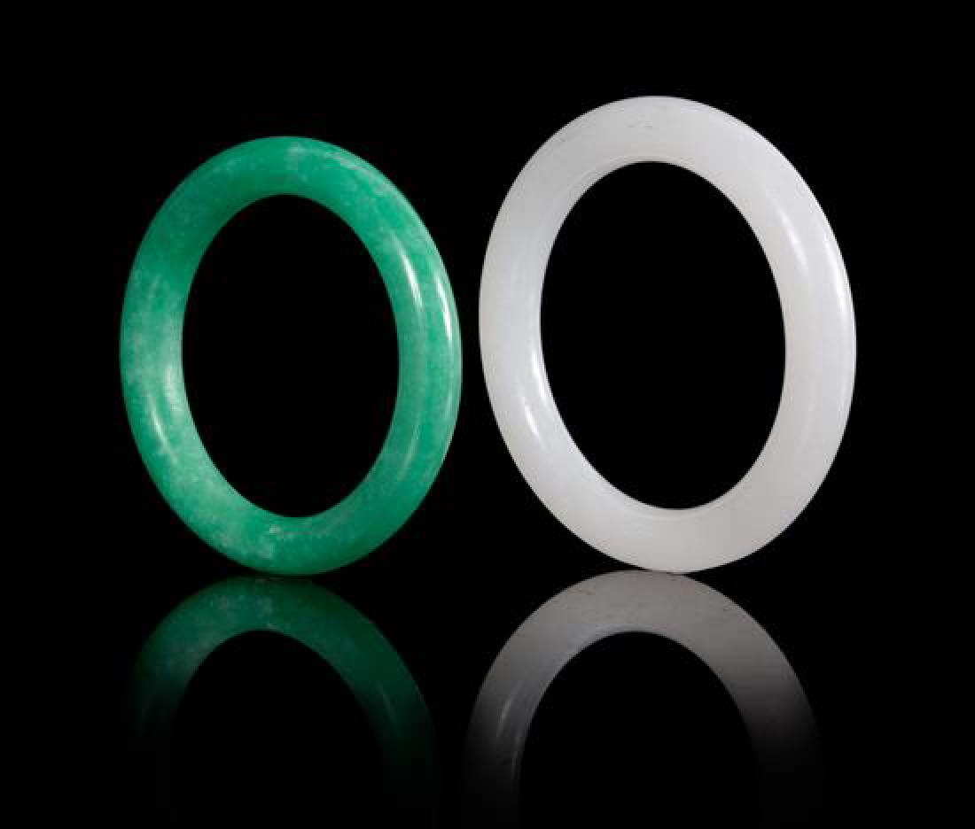 Two Jadeite Bangles Diameter of larger 3 3/8 inches. (1 of 1)