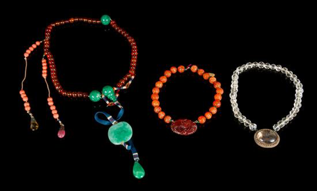 * Three Hardstone and Glass Necklaces Length of longest (1 of 1)