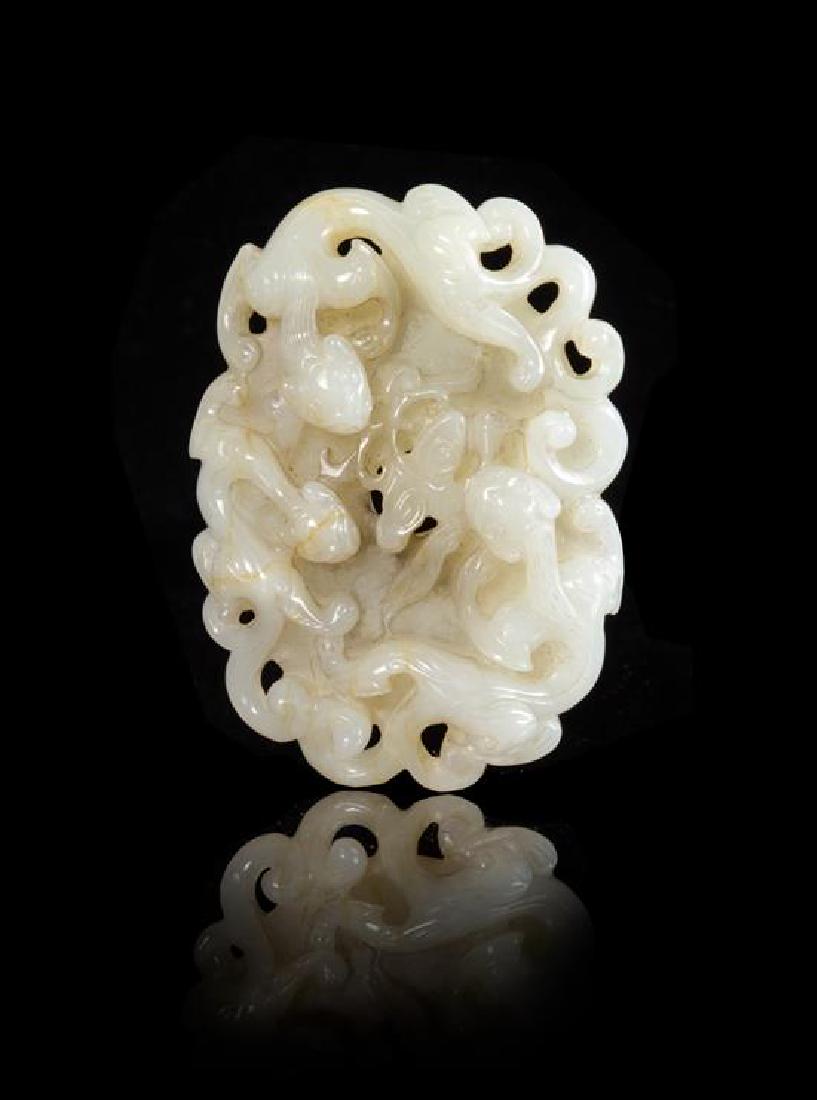 * A Carved White Jade Plaque Length 2 7/8 inches. (1 of 1)