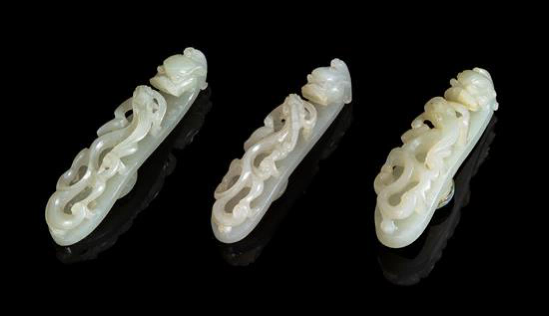 * Three Jade 'Dragon' Belt Hook Length of largest 3 1/2 (1 of 1)