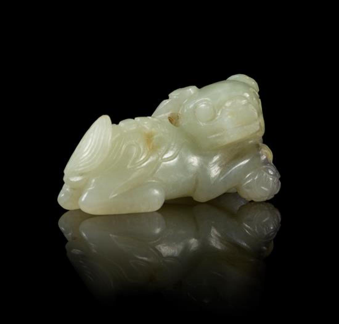 * A Pale Celadon Jade Figure of a Fu Lion Length 1 7/8 (1 of 1)