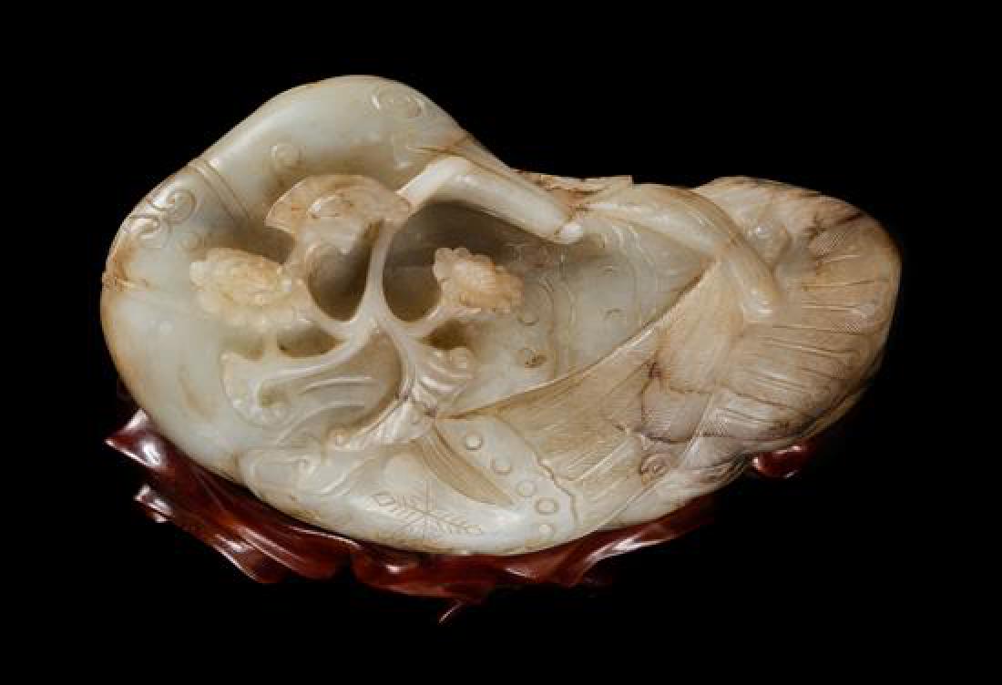 * A Carved Black and White Jade Figure of a Duck Length (1 of 1)