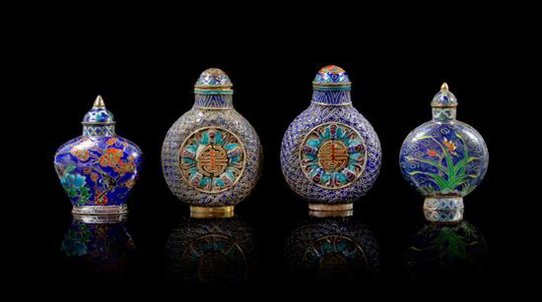 Four Enamel on Silver Snuff Bottles Height of tallest 1 (1 of 1)