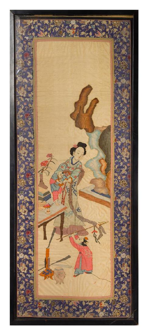 * A Chinese Kesi Silk Panel 42 x 16 1/4 inches. (1 of 1)