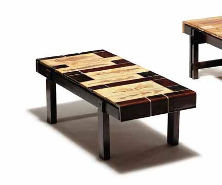 ROGER CAPRON, (FRENCH, B. 1922), Coffee table: ROGER CAPRON (FRENCH, B. 1922) Coffee table Mid 20th century, wood with inset brown glaze and floral specimen tiles, impressed Capron Vallauris France. H: 14, W: 46 1/2, D: 18 in.