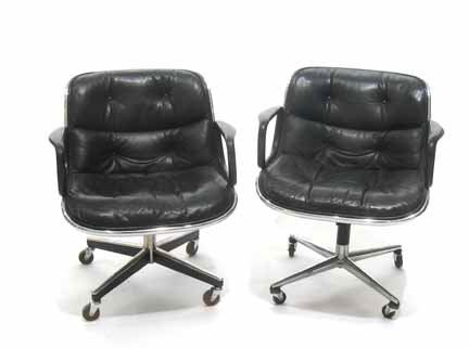 CHARLES POLLOCK, (AMERICAN B. 1930), Pair of armc: CHARLES POLLOCK (AMERICAN B. 1930) Pair of armchairs Designed 1965 for Knoll, with casters, manufacturer's labels. H: 31 1/2 in.