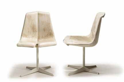 RICHARD SCHULTZ, (AMERICAN B. 1926), Pair of prot: RICHARD SCHULTZ (AMERICAN B. 1926) Pair of prototype stacking side chairs Circa 1960 for Knoll, sisal fiber and enameled aluminum, Knoll labels to underside. H: 32 in. note: The Schultz stacking chair
