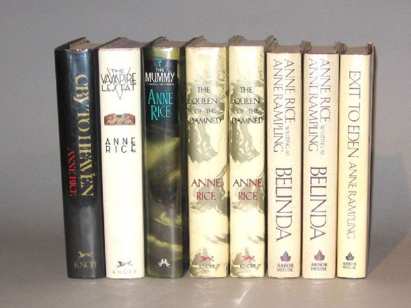 8 vols. Rice, Anne - Primarily Signed Books: Cry t: 8 vols. Rice, Anne - Primarily Signed Books: Cry to Heaven. New York: Knopf, 1982. 1st ed. Presentation copy, with 4 line inscription to Anne-Marie Bates, dated (La 1982") & signed by Rice on front fr