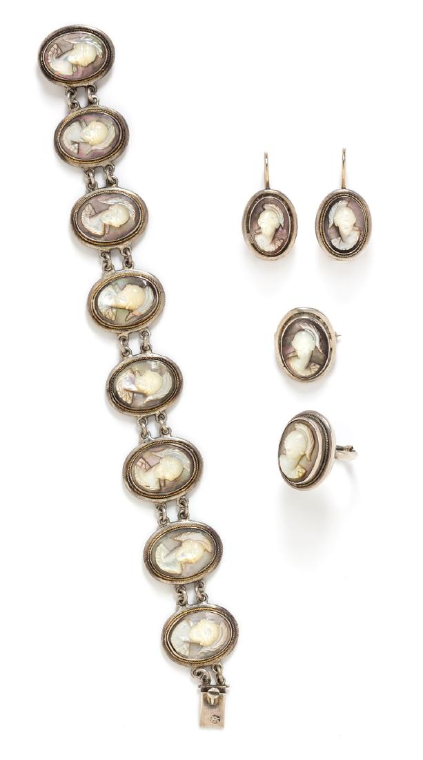 *A Sterling Silver and Mother-of-Pearl Demi Parure (1 of 1)