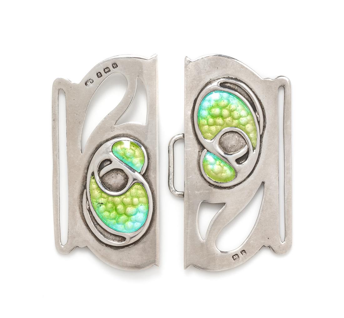 An Art Nouveau Sterling Silver and Enamel Buckle, James (1 of 1)
