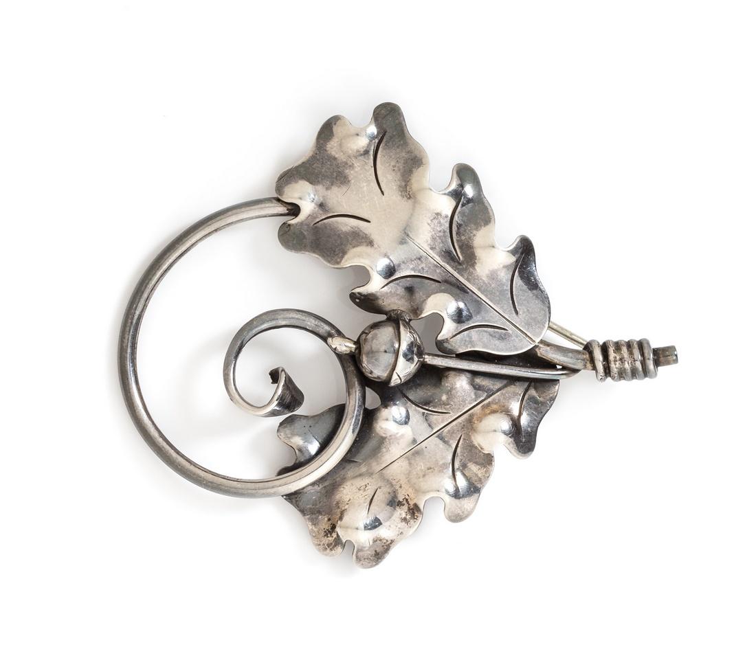 *An Arts and Crafts Silver Oak Leaf Motif Brooch, (1 of 1)
