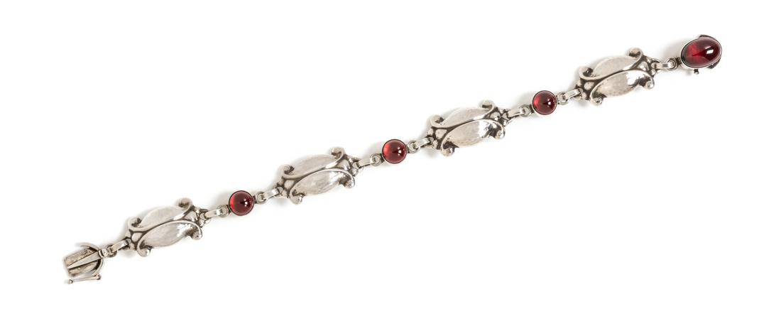 A Silver and Garnet 'Moonlight Blossom' Bracelet, Georg (1 of 1)