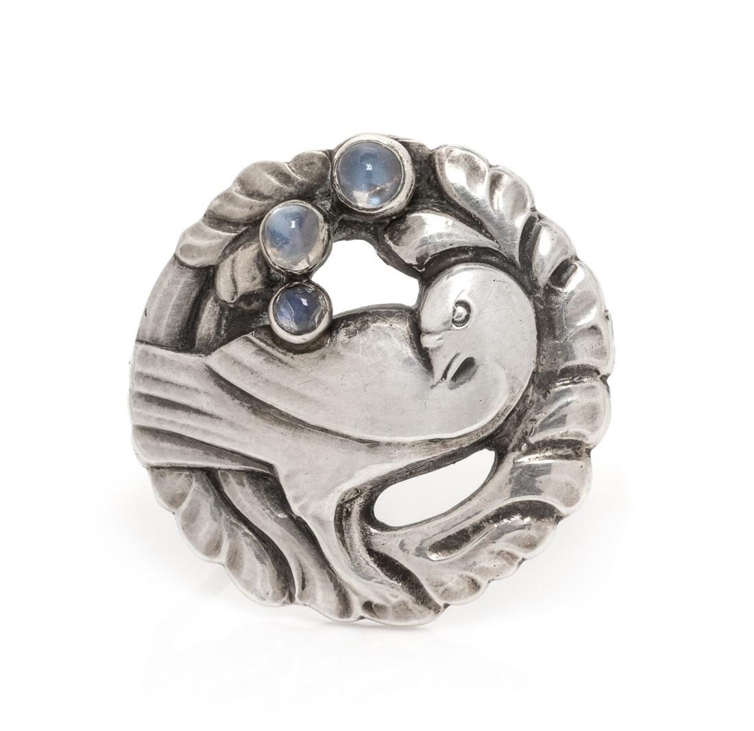 A Sterling Silver and Moonstone 'Dove' Brooch, Georg (1 of 1)