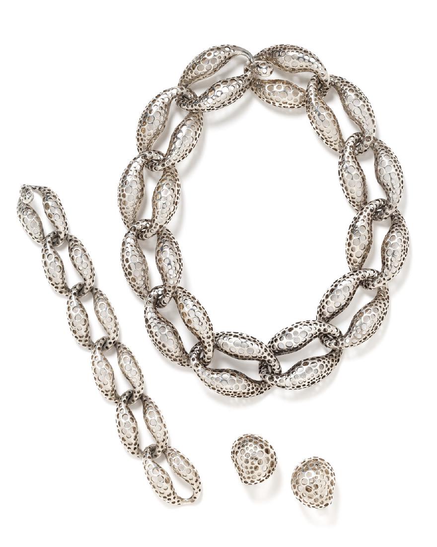 A Sterling Silver Biomorphic Demi-Parure, Angela (1 of 1)