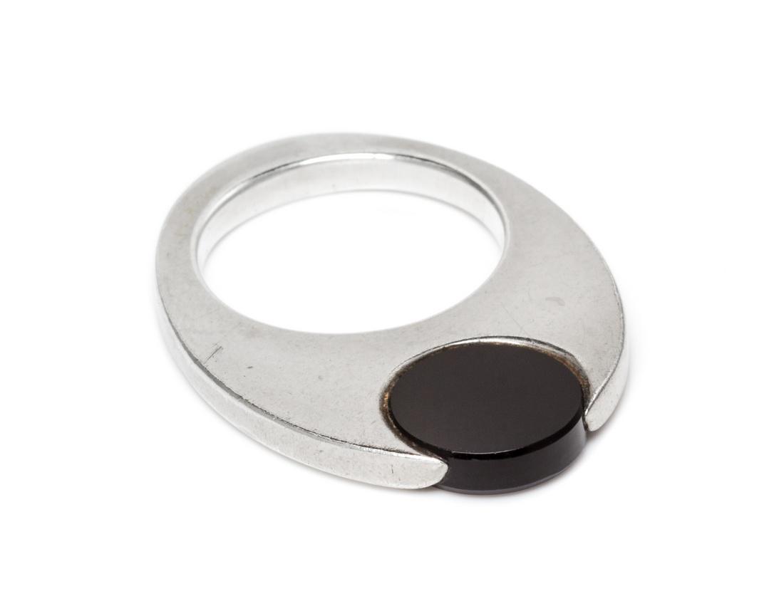 A Sterling Silver and Onyx 'Bubble' Ring, Pierre Cardin (1 of 1)