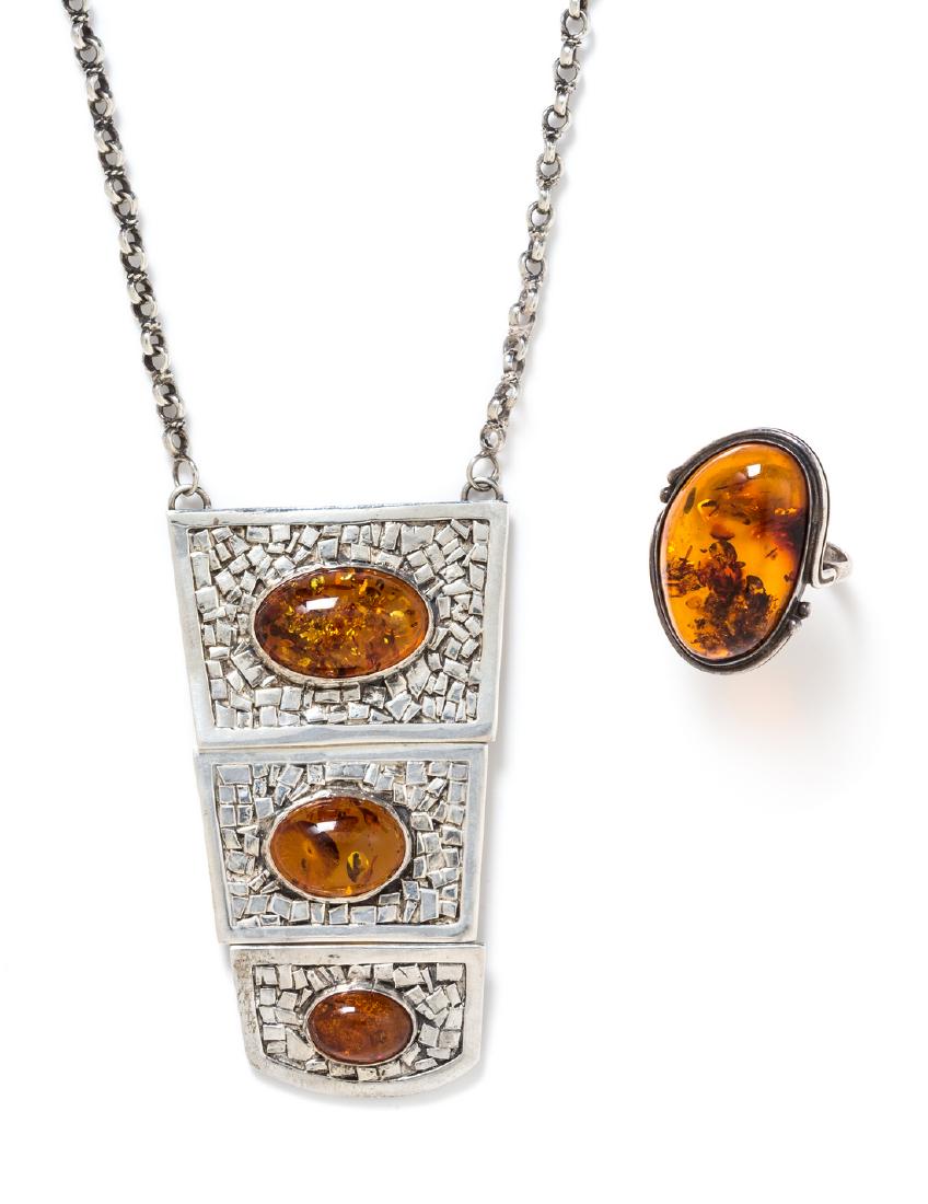 *A Collection of Sterling Silver and Amber Jewelry (1 of 1)