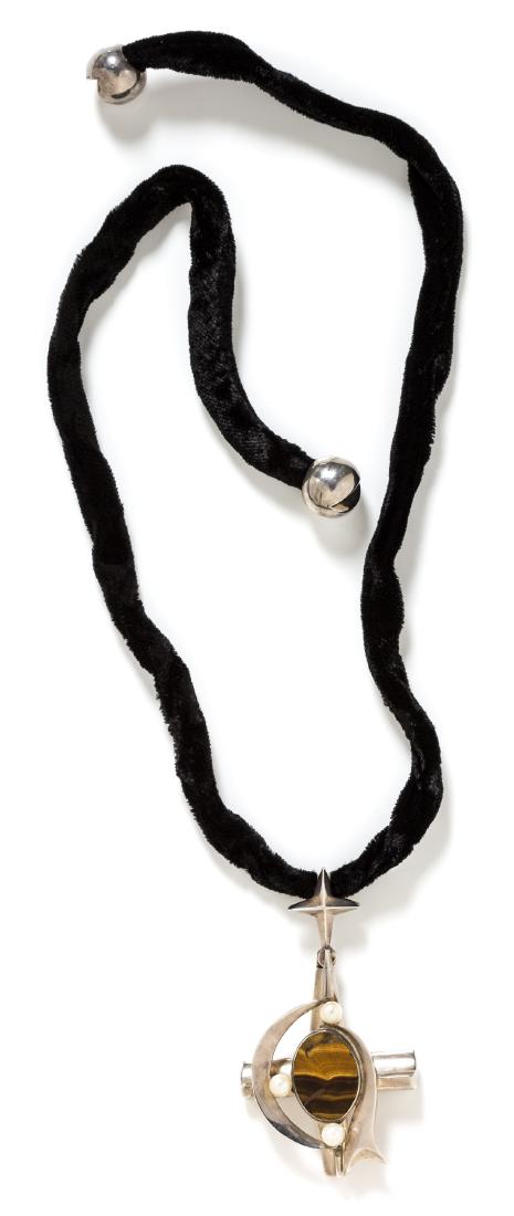 A Silver, Tiger's Eye, Cultured Pearl and Velvet (1 of 1)