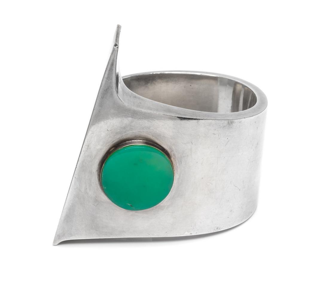 *A  Silver and Green Hardstone Cuff Bracelet, Vagn Aage (1 of 1)
