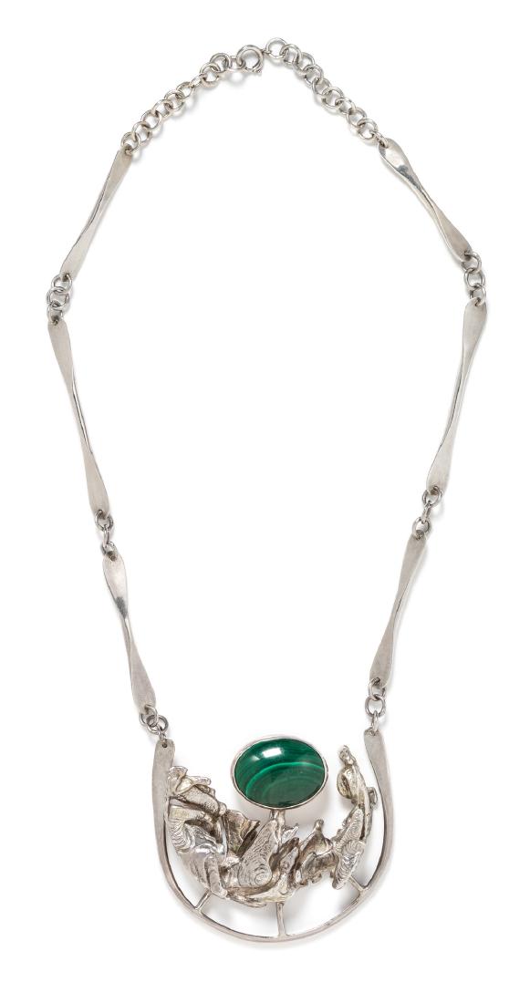 A Brutalist Silver and Malachite Necklace (1 of 1)