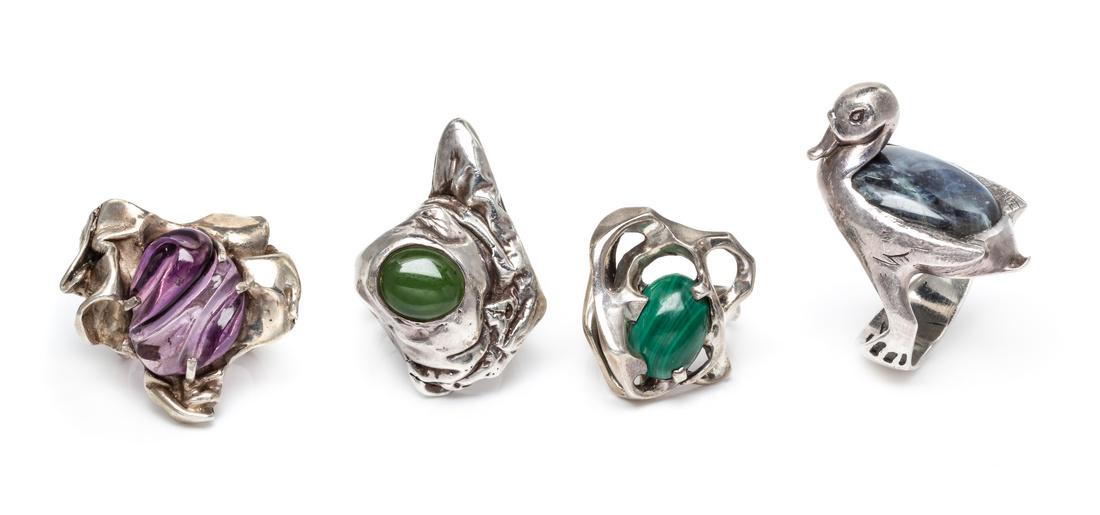 A Collection of Sterling Silver and Gemstone Rings (1 of 1)