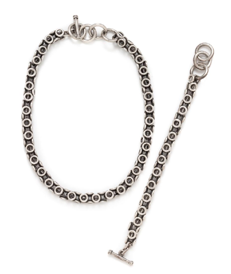 A Sterling Silver Fancy Link Demi-Parure, Mexico (1 of 1)