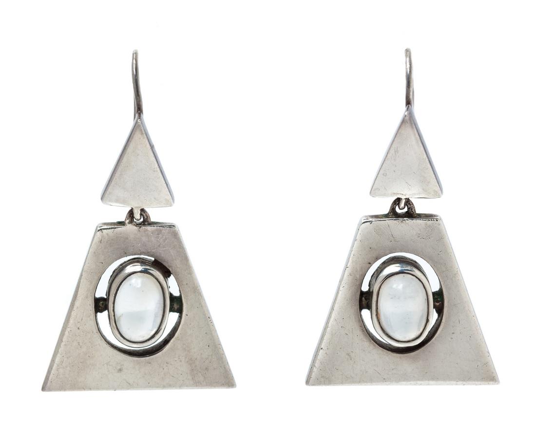 A Pair of Silver and Moonstone Dangle Earrings, Antonio (1 of 1)