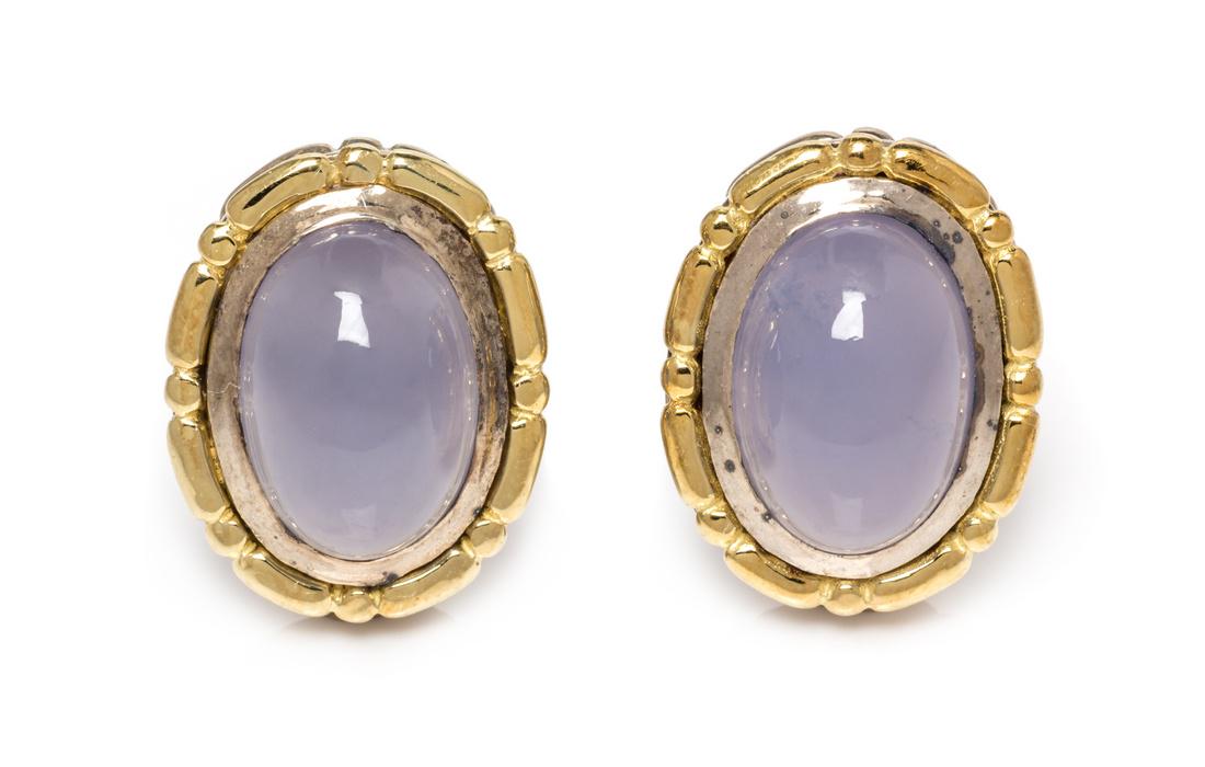 A Pair of Silver, 18 Karat Yellow Gold and Blue (1 of 1)