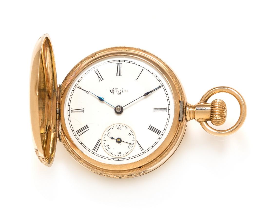 A 14 Karat Tricolor Gold Hunter Case Pocket Watch, (1 of 3)