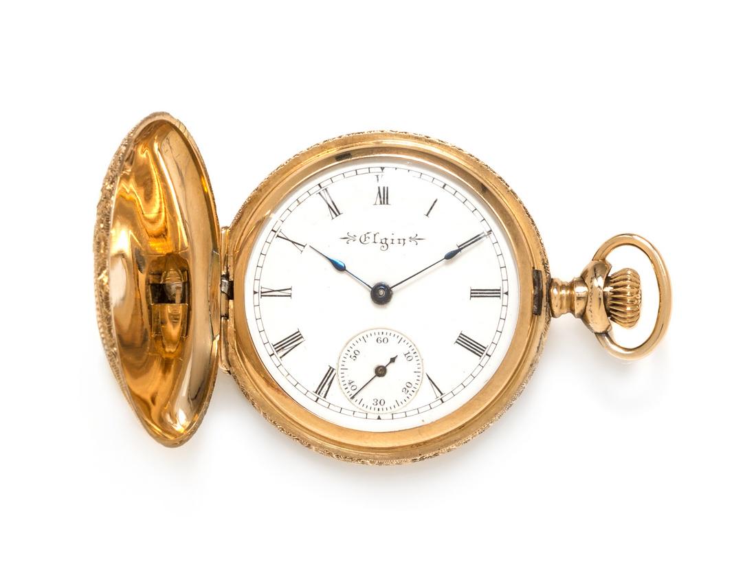 A 14 Karat Tricolor Gold Hunter Case Pocket Watch, (1 of 3)