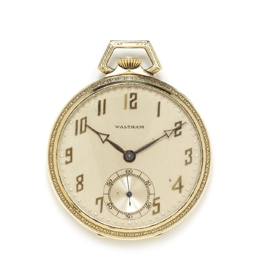 A 14 Karat Gold 'Riverside' Open Face Pocket Watch (1 of 3)