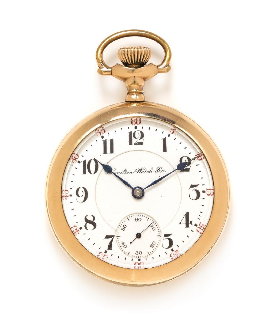 A Gold Filled Open Face Pocket Watch, Hamilton (1 of 2)