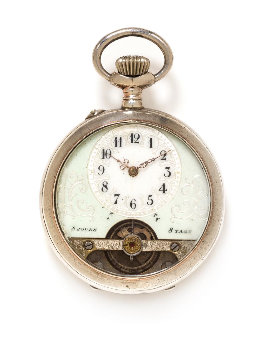 A Silver Eight Day Lever Open Face Pocket Watch (1 of 1)