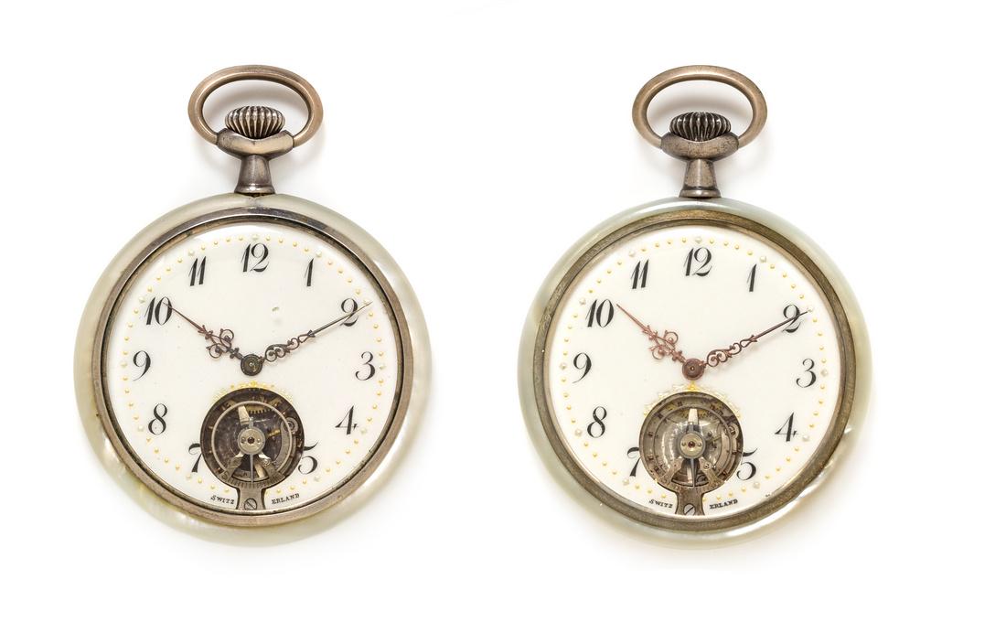 A Pair of Mother-of-Pearl Open Face Pocket Watches (1 of 1)