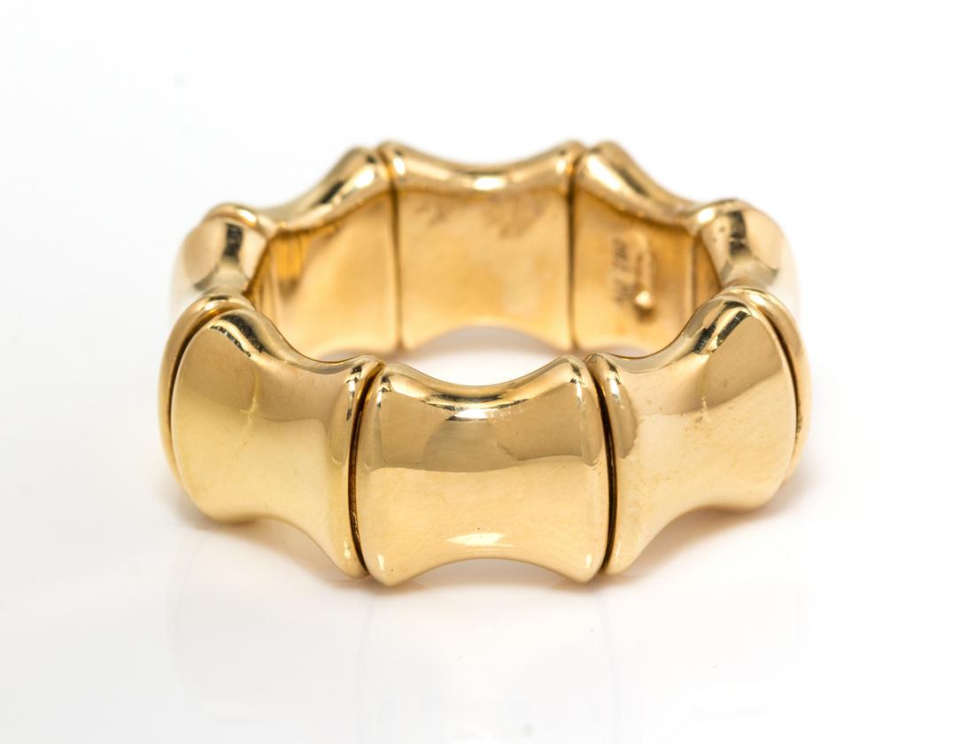 An 18 Karat Yellow Gold 'Bamboo' Stretch Band Ring, (1 of 1)