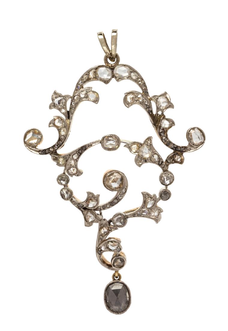 *An Edwardian Platinum Topped Gold and Diamond Pendant, (1 of 1)