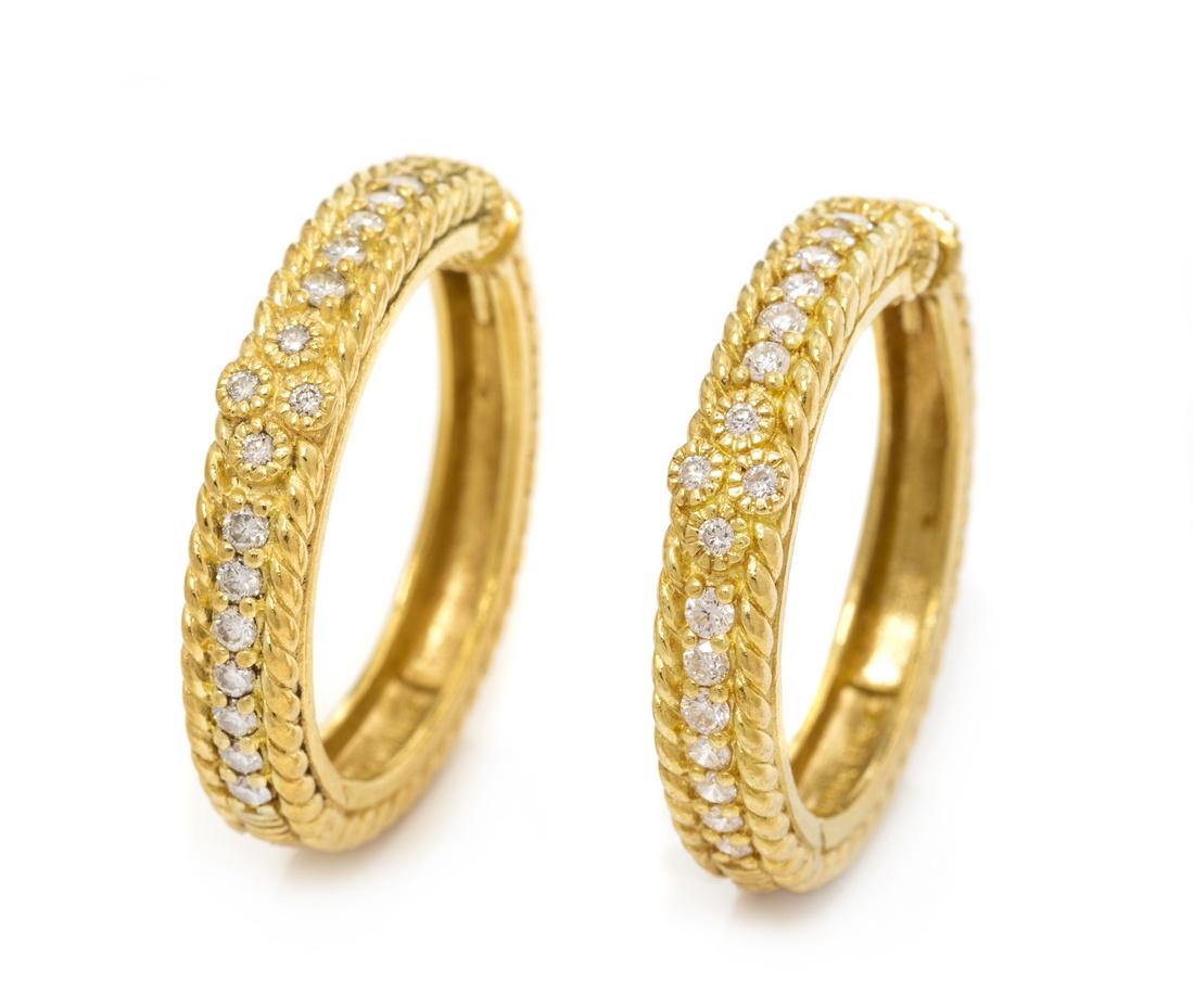 A Pair of 18 Karat Yellow Gold and Diamond Hoop (1 of 1)